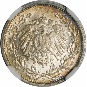 Germany, Wilhelm II, 1/2 Mark 1915, Stuttgart
