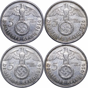 ZESTAW - Niemcy, III Rzesza, 5 marek 1936, Paul von Hindenburg