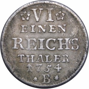 Deutschland, Preußen, Friedrich II, 1/6 Taler 1754, Breslau - RARE