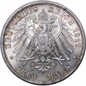 Germany, Wilhelm II, 3 marks 1913 A, Berlin