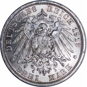 Nemecko, Wilhelm II, 3 marky 1913 A, Berlín