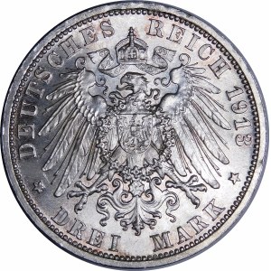 Niemcy, Wilhelm II, 3 marki 1913 A, Berlin