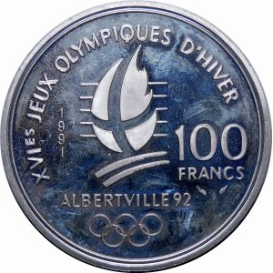 Francja, 100 franków 1991, Paryż, Albertville 1992 - Hokej