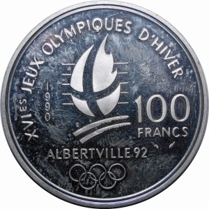 France, 100 francs 1990, Paris, Albertville 1992 - Freestyle