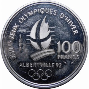 Francúzsko, 100 frankov 1990, Paríž, Albertville 1992 - Rýchlokorčuľovanie