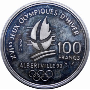 Francja, 100 franków 1990, Paryż, Albertville 1992 - Slalom
