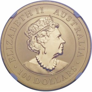 Austrália, 100 USD 2021, klokan - UNCJA GOLD 0.9999