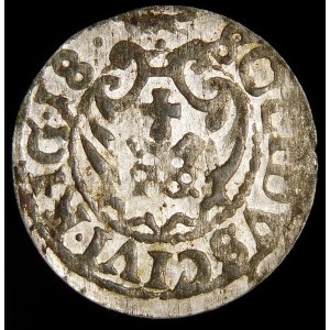 Zygmunt III Waza, Szeląg 1618, Ryga - 18, mała korona, RIG - rzadki