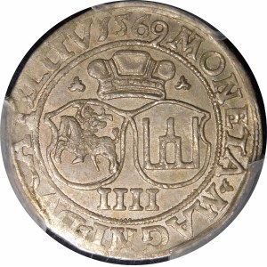 Sigismund II Augustus, Viereck 1569, Vilnius - L/LITV - selten und schön