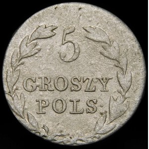 Królestwo Kongresowe, Mikołaj I, 5 groszy 1832 KG, Warszawa - b. rzadkie