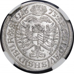 Śląsk - Śląsk pod panowaniem habsburskim, Leopold I, 6 krajcarów 1673 SHS, Wrocław - wyśmienite