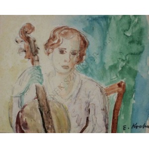 Emil Krcha (1894-1972), Wiolonczelistka-portret żony