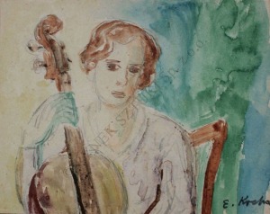 Emil Krcha (1894-1972), Wiolonczelistka-portret żony
