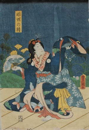 Utagawa Kunisada (1786-1864), Aktorzy Nakamura Shikan IV i Sawamura Tanosuke III jako duchy motyli w sztuce 