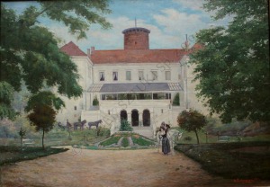 Antoni Szulczyński (1878-1922), Zamek w Uniejowie od strony ogrodu (1914)