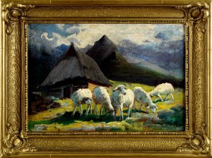 Michał Stańko (1901-1969), Owce przy góralskiej chacie