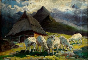 Michał Stańko (1901-1969), Owce przy góralskiej chacie