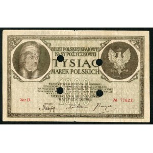 1000 marek 1919 ser. D, falsyfikat z epoki