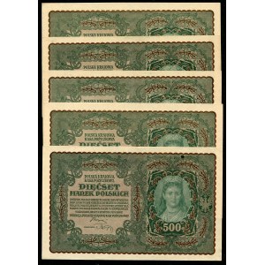 Zestaw banknotów, 500 marek 1919 (5szt.)