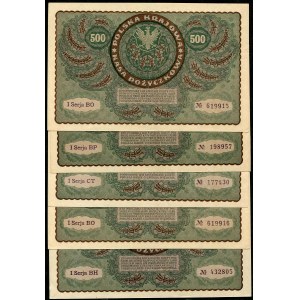 Zestaw banknotów, 500 marek 1919 (5szt.)
