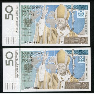 Zestaw banknotów, 50 złotych 2006, Jan Paweł II (2szt.)