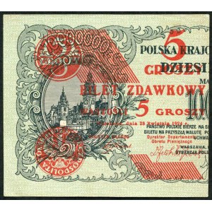 5 groszy 1924, bilet zdawkowy (lewy)