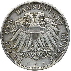 Niemcy, Lubeka, 3 marki 1912, A/Berlin