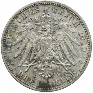 Niemcy, Hamburg, 3 marki 1910, J/Hamburg