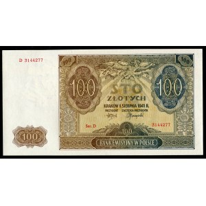 Zestaw banknotów, 100 złotych 1941 - D - kolejne numery