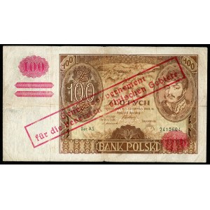 100 złotych 1934 ser. AS. oryginalny przedruk okupacyjny