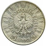 Zestaw II RP, 2, 5 złotych 1934-1938 Józef Piłsudski (6szt.)