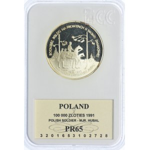 100.000 złotych 1991 Hubal, GCN PR65