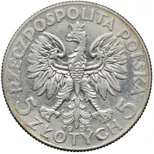 5 złotych 1932 Warszawa, Głowa Kobiety, ze znakiem mennicy