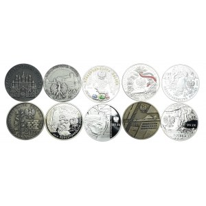 Zestaw monet, 20 złotych 2001-2012 (10szt.)