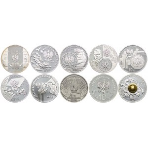 Zestaw monet, 10 złotych 2000-2008 (10szt.)