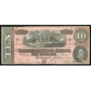 USA, banknot 10 dolarów 1864 - G -