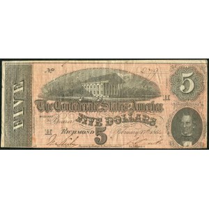 USA, banknot 5 dolarów 1864
