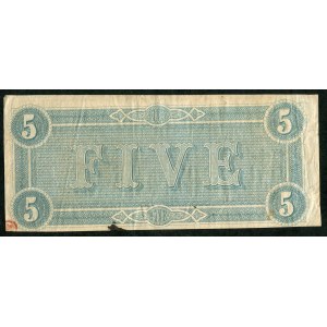 USA, banknot 5 dolarów 1864