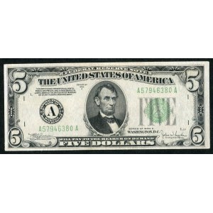 USA, banknot 5 dolarów 1934