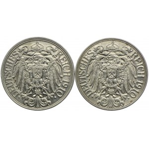 Niemcy, Prusy, 25 fenigów 1910 E/Muldenhütten (2szt.)