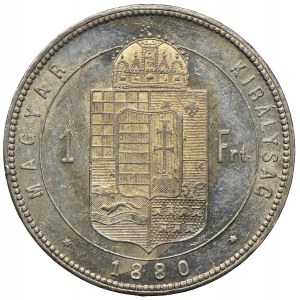 Węgry, Franciszek Józef I, 1 forint 1880 KB/Kremnica