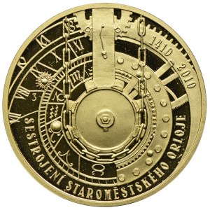 Czechy, medal 2010, 600 lat od budowy Staromiejskiego Zegara Astronomicznego, (1/2 uncji, Au999)