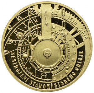Czechy, medal 2010, 600 lat od budowy Staromiejskiego Zegara Astronomicznego, (1/2 uncji, Au999)
