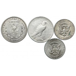 USA, 1/2 dolara, 1 dolar 1921-1964 (4szt.)