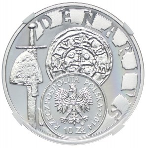 10 złotych 2014, Denar Bolesława III Krzywoustego, NGC PF70