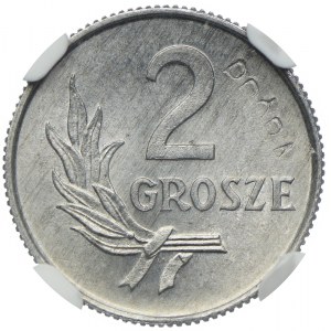 2 grosze 1949, PRÓBA, ALUMINIUM, NGC MS66