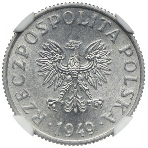 2 grosze 1949, PRÓBA, ALUMINIUM, NGC MS66