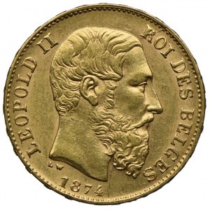 Belgia, Leopold II, 20 franków 1874 Paryż