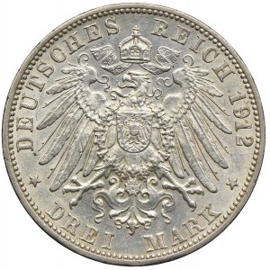 Niemcy, Badenia, 3 marki 1912, G/Karlsruhe