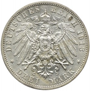 Niemcy, Saksonia, 3 marki 1913, E/Muldenhütten